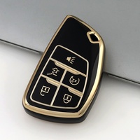Vente en gros d'usine - Housse de clé de voiture en TPU à 5 boutons avec bord doré pour Chevrolet Tahoe Suburban GMC Sierra Yukon - Étui pour télécommande intelligente