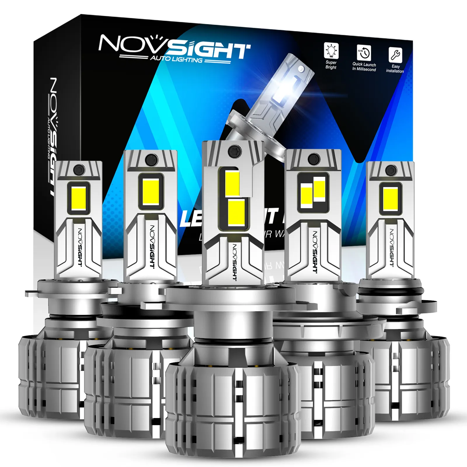 Novsight N60 40000LM 200W Led headlight bulb H4 H7 H11 H13 9004 9005 9006 9007 9012 with fan 6500K White