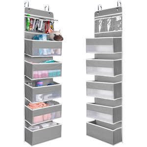 2 in 1 Wall Mount Over Door Hanging Clothing Organizer 5-<b>shelf</b> Eco-friendly Large Capacity Storage - Product Image 1