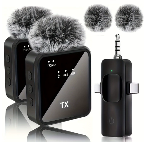 New Professional F11-2 Dual Microphone Wireless Lapel Microphone Cell Phone Recording Outdoor Video Lavalier Microphone