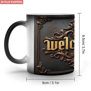 Tasse murale en céramique 11oz noire givrée, mug à thé magique changeant de couleur activé par la chaleur - Product Image 1