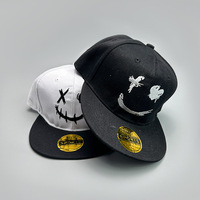 Casquette de baseball brodée personnalisée avec visage en colère, casquette snapback, gorras, casquette noire à visière plate, streetwear gothique