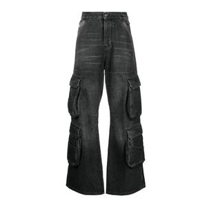 Nuevos Pantalones Anchos de Mezclilla Negros Holgados de Estilo Casual Hip Hop para Hombre, a la Moda, para Primavera y Otoño, con Múltiples Bolsillos, Estilo Nostálgico - Product Image 1