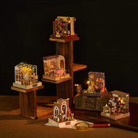 IIECREATE Kit de Maison de Poupée Miniature DIY Puzzle 3D en Bois Fait Main avec Ensemble de Jouets en Bois Mini et Lumière LED