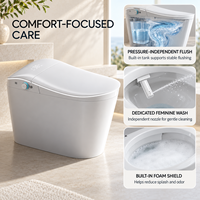 WC intelligent blanc avec siège chauffant, capteur de pied, chasse d'eau intégrée, protection en mousse, veilleuse et chasse d'eau à jet de siphon