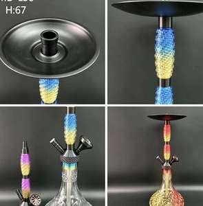 Gradient Woven Hookah Set Double Hose Shisha Pipe <b>Crystal</b> Glass Base Modern Smoking Accessory - Product Image 4