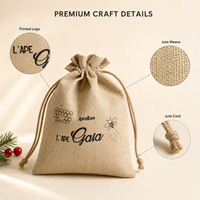 Sac de rangement pour café, thé, cadeaux de Noël en jute écologique recyclable avec cordon de serrage, logo personnalisé imprimé, pochette en toile de jute et lin