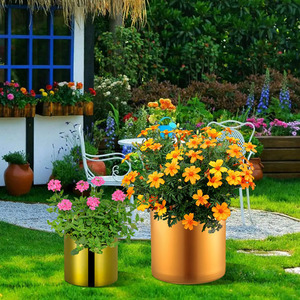 2023 <strong>Large</strong> Metal Plant Pot <strong>Flowerpot</strong> 36L 10 Gallon Metal Stainless Steel Flower Pail Bucket Pot - Product Image 1