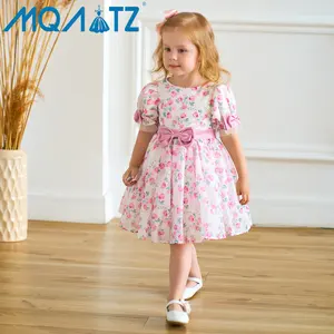 MQATZ 소녀의 첫 번째 생일 축하 원피스 인쇄 푹신한 꽃 소녀 여름 꽃 원피스 L2198XZ
