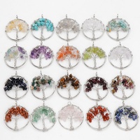 Pendentif Arbre de Vie en Cristal Naturel de 3 cm en Gros, Pendentif Arbre des Racines Chakra Coloré pour Accessoires de Bijoux DIY
