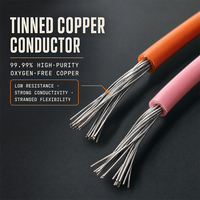 Fil FF46-1 toronné 600V FEP pour applications haute température, 12-26AWG, en cuivre sans oxygène étamé, pour boucle de masse électronique