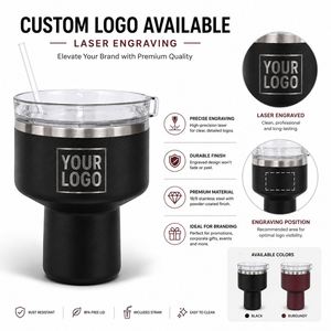 Gobelet à cocktail personnalisé avec logo, 16 oz (470 ml), double paroi, isolé sous vide, en acier inoxydable, avec couvercle et paille - Product Image 4
