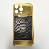 Vente chaude à Dubaï, coque arrière en cuir et métal pour iPhone 14 Pro Max, vente en gros