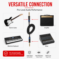 Câble audio pour guitare 6,35 mm à 6,35 mm (1/4 pouce) mâle-mâle avec gaine en nylon et blindage combiné OEM