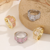 Anillos de Moda al por Mayor, Anillos de Mujer con Circonita Cúbica, Chapados en Oro Rosa, Estilo Dulce y Moderno