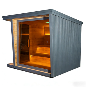 Cabine de sauna traditionnelle de luxe pour l'extérieur, sauna <span class=keywords><strong>carré</strong></span> en bois massif avec porte en verre trempé - Product Image 1