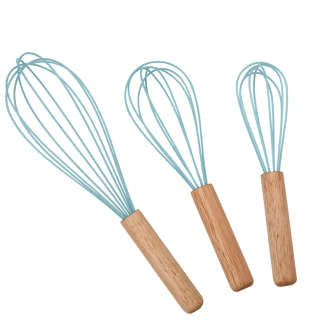 Hot bán trứng Beater với gỗ xử lý Whisk cho pha trộn đa màu sắc Hướng dẫn sử dụng dây Whisk với tay cầm bằng gỗ xử lý