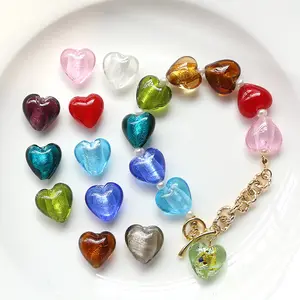 Artsy Crafts 24 Pcs 12mm Lampwork Flower Glass Beads, European Murano Glass  Beads, Handmade Loose Crystal Beads for Jewelry Making Charm Bracelet