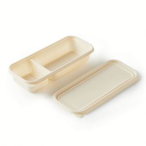Vaisselle jetable en amidon de maïs, ensemble de vaisselle en plastique pour fête, boîte à lunch biodégradable - Product Image 4