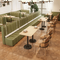 Canapé en cuir rembourré pour restaurant moderne, table à manger en bois 6 places, hôtel, café, bistrot, pâtisserie, salon