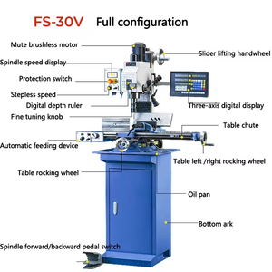 FuSai 1000W FS-30V di legno metallo foratura e fresatura macchina convenzionale automatica a velocità variabile - Product Image 6