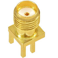 Conector SMA de Latón Chapado en Oro, Conector Coaxial RF SMA-KE Hembra, Conector de Montaje en Borde de PCB, Adaptador de Soldadura