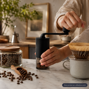 เครื่องบดกาแฟแบบมือหมุน พกพาสะดวก แกนบดเซรามิก ตัวเครื่องทำจากสแตนเลส 304 และวัสดุ PS ABS PA เหมาะสำหรับการเดินทาง - Product Image 2