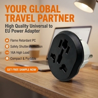 Adaptateur de voyage universel avec mise à la terre 16A 250V, convertisseur de prise EU pour US, UK, AU vers Europe, prise multi-standard, certifié CE
