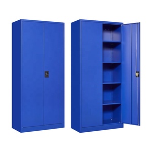 Màu Xanh Thép Khóa 2-Cửa Kim Loại Lưu Trữ Tủ 4 Có Thể Điều Chỉnh Kệ Nhà Trường Phòng Khách Nhà Để Xe Công Cụ Tiện Ích Tổ Chức - Product Image 1