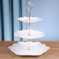3-laags vierkant snackplateau Dessertstandaard Gedroogd fruitbord Afternoon Tea Cake Rack Minimalistische Europese stijl