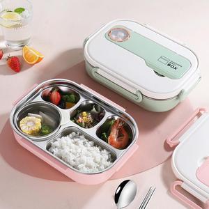 Boîte à lunch en acier inoxydable pour enfants à <span class=keywords><strong>5</strong></span> <span class=keywords><strong>compartiments</strong></span> avec bol à soupe, récipient de stockage alimentaire, boîte bento pour l'école, les étudiants, les adultes, le bureau - Product Image 3