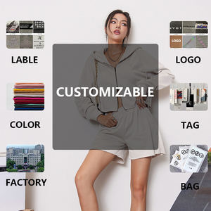 Aanpasbare Herfst Nieuwe Set Lange Mouw Hoodie Casual Sporttop Cpmfprtable Fitness Shorts 2 Stuks Sportset - Product Image 4