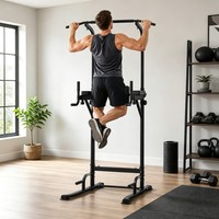 Torre de Ejercicios Multifuncional SJ80, Barra de Dominadas, Estación de Flexiones, Altura Ajustable, Soporte para Entrenamiento en Casa