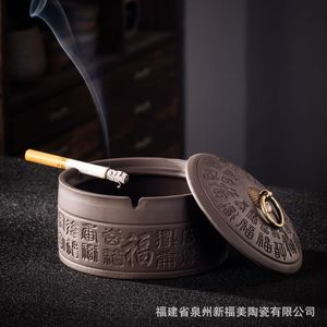 Fujian Quanzhou Xinfumei Ceramic Wanfu Ashtray Round New Chinese Style Tea Table Accessory Desktop <b>Ornament</b> - Product Image 5