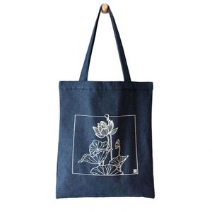 Factory Wholesale Eco-Friendly Canvas Tote Shopping <b>Bag</b> Letter Pattern Handled Shoulder Strap <b>Medium</b> <b>Size</b> Custom Logo Perfect - Product Image 1
