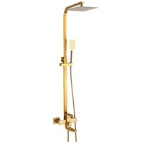 Système de douche noir mat 3 voies mural avec pommeau de douche carré et bec de baignoire
