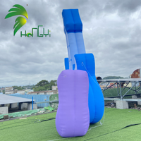 Ballon publicitaire gonflable personnalisé Hongyi 2026 en bâche PVC, modèle guitare musicale avec logo LED
