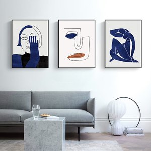 Pannello Decorativo per Casa, Quadro Astratto Semplice Bianco e Blu, Stampa su Tela, Arte Murale Naturale, Dipinto di <span class=keywords><strong>Natura</strong></span> Morta - Product Image 1
