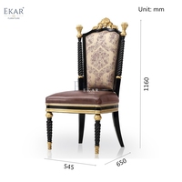 Mobilier de salle à manger classique Chaise de salle à manger en bois massif à dossier haut