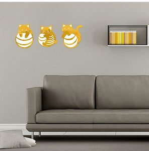 Autocollants muraux en acrylique autocollants - 3 silhouettes de chats en dessin animé pour chambre et salon, décoration murale tendance pour la maison - Product Image 3