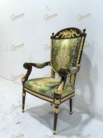 Chaise de salle à manger classique luxueuse de bonne qualité en bois massif royal villa palace velours chaise de salle à manger bras antique européen chaise de salle à manger