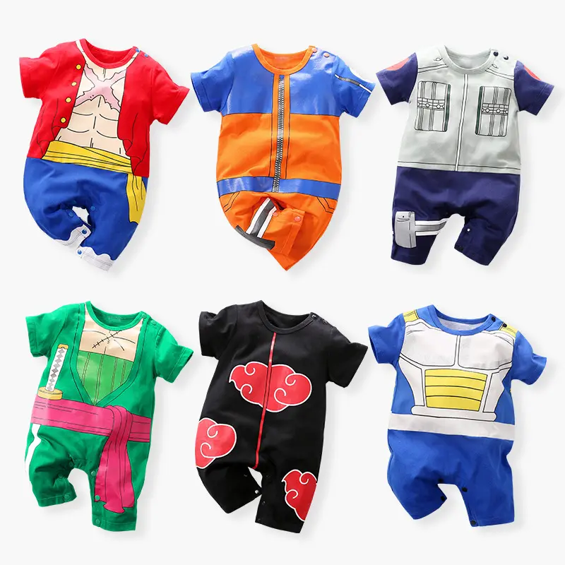 OEM Summer New Baby Boys Clothes Printed Baby Cartoon Rompers Anime Pattern Newborn Baby Rompers Jumpsuits