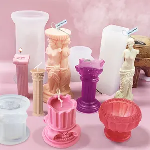 3D罗马柱式柱式蜡烛模具新奇混凝土金星圆柱水泥圆筒香薰DIY树脂硅胶模具