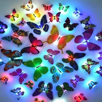 Autocollant mural 3D LED Papillon, lampe de nuit à changement de couleur, décoration pour chambre d'enfant, meubles, fête, mariage, festival, Adornos