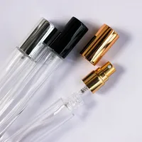 Flacon de parfum de luxe vide 10 ml en verre transparent fin et haut avec pulvérisateur à pompe en aluminium argenté, cylindre sérigraphié OEM/ODM