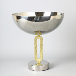 Bol en métal doré rond de luxe moderne en acier inoxydable de grande taille pour salade fruits chocolat ou sucre - Product Image 1