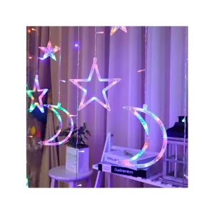 Groothandel Led Star Veiligheid String Licht Venster Wit Multi Color Outdoor Veranderende Custom Decor Ster Maan Gordijn Licht