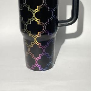 New Products Spill Proof Tumbler 40 oz Cute Cup Logo Custom Hot and Cold Tumbler Gold Plated Black Tumbler with Flip <b>Straw</b> - Product Image 3
