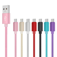 Kabel nilon kepang mikro USB Premium 2A dengan konektor Aloi aluminium inti tembaga murni untuk ponsel Android dan printer