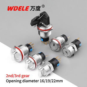 Tombol kunci mengunci sendiri baja tahan karat, WD16mm/19mm/22mm, kelas IP65, tegangan maksimum 220V 1NO1NC, saklar 2NO2NC - Product Image 2